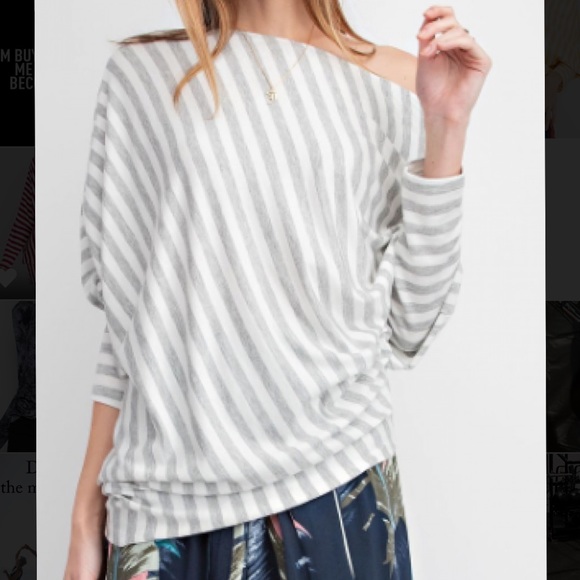 LS Striped Terry Knot Asymmetrical Tunic - Picture 1 of 3